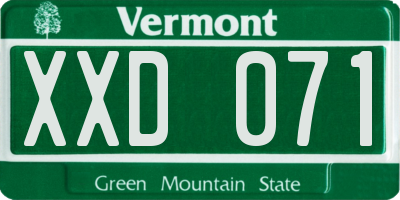 VT license plate XXD071