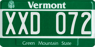 VT license plate XXD072