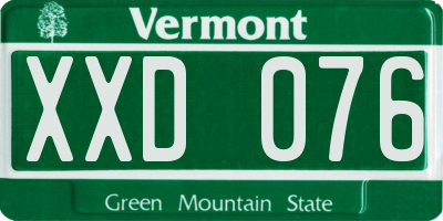 VT license plate XXD076
