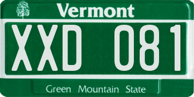 VT license plate XXD081