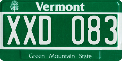 VT license plate XXD083