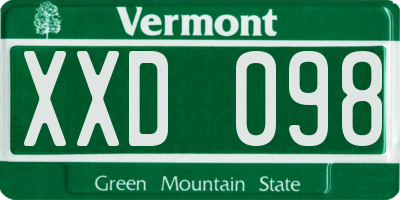 VT license plate XXD098