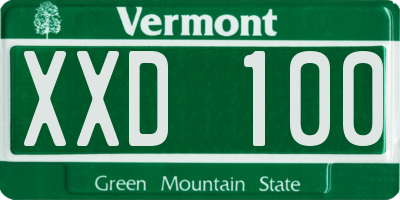 VT license plate XXD100