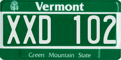 VT license plate XXD102