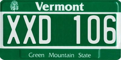 VT license plate XXD106