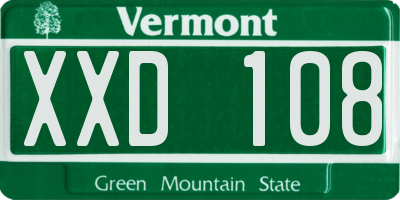 VT license plate XXD108