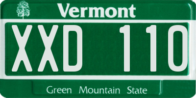 VT license plate XXD110