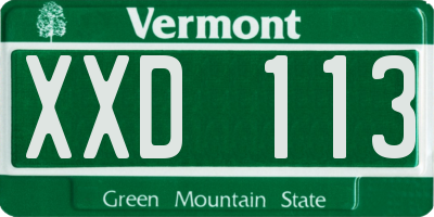 VT license plate XXD113