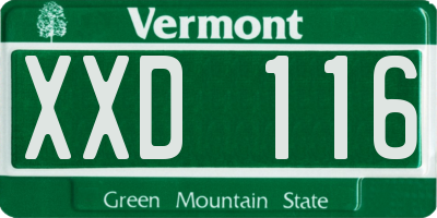 VT license plate XXD116