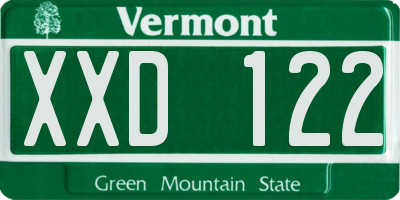 VT license plate XXD122