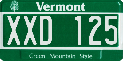 VT license plate XXD125