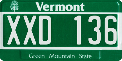 VT license plate XXD136