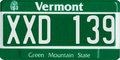 VT license plate XXD139