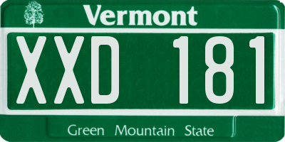 VT license plate XXD181