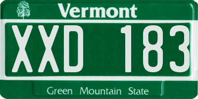 VT license plate XXD183