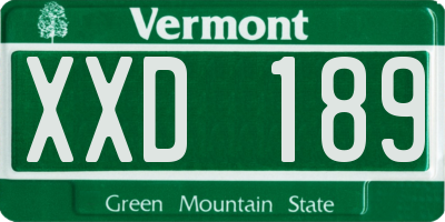 VT license plate XXD189