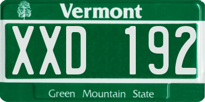 VT license plate XXD192