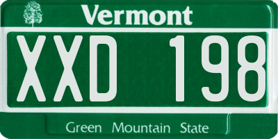 VT license plate XXD198