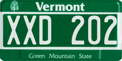 VT license plate XXD202