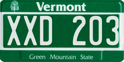 VT license plate XXD203
