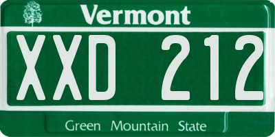 VT license plate XXD212