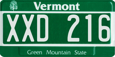VT license plate XXD216