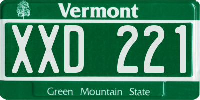 VT license plate XXD221