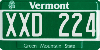 VT license plate XXD224