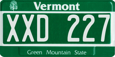 VT license plate XXD227