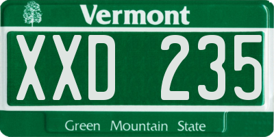 VT license plate XXD235