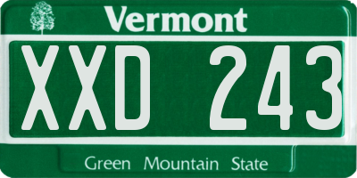 VT license plate XXD243