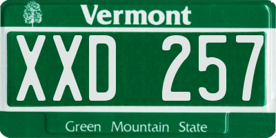 VT license plate XXD257