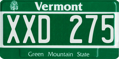 VT license plate XXD275