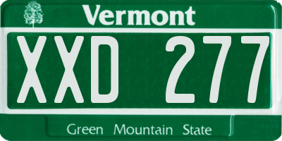 VT license plate XXD277