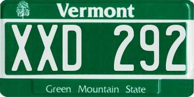 VT license plate XXD292