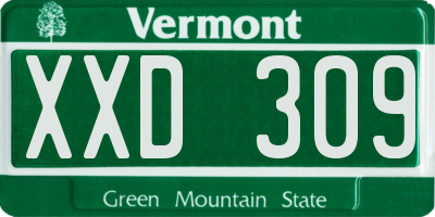 VT license plate XXD309