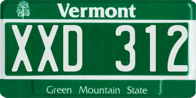 VT license plate XXD312