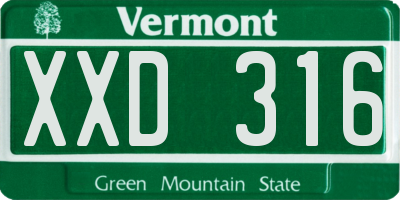 VT license plate XXD316
