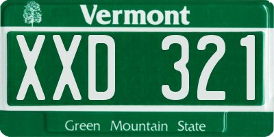 VT license plate XXD321