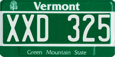VT license plate XXD325