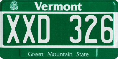 VT license plate XXD326