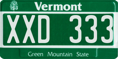 VT license plate XXD333