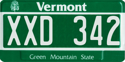 VT license plate XXD342