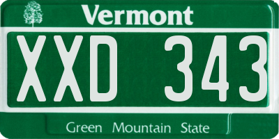 VT license plate XXD343