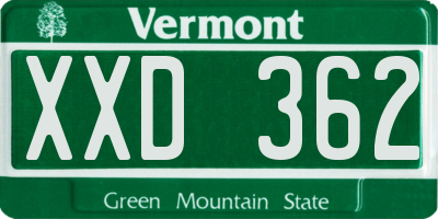 VT license plate XXD362