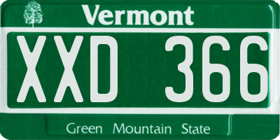 VT license plate XXD366