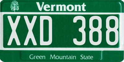 VT license plate XXD388