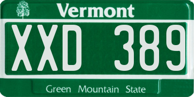 VT license plate XXD389