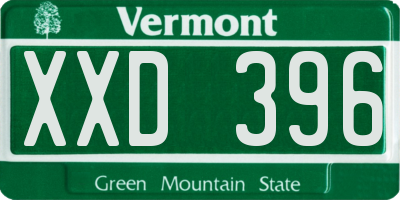 VT license plate XXD396