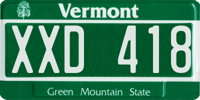 VT license plate XXD418